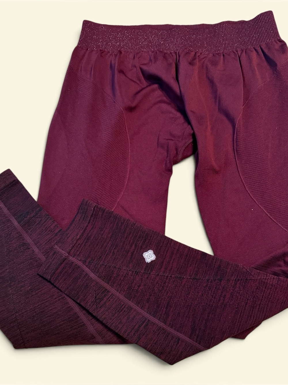 Heathered Plum Workout Pants 12 x 24” Glittery Elastic Waist Ensignia Elastane